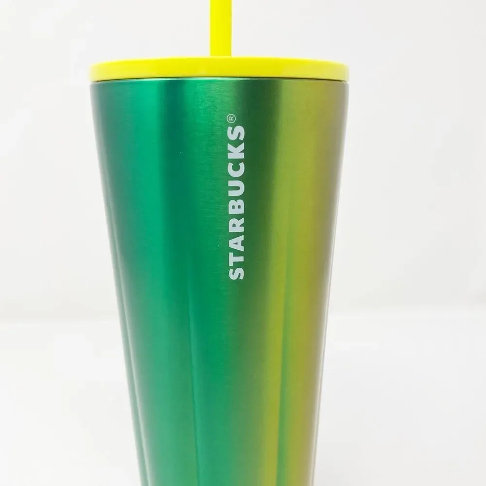 STARBUCKS LIME SPECKLE STAINLESS STEEL COLD CUP VENTI‎ NWT